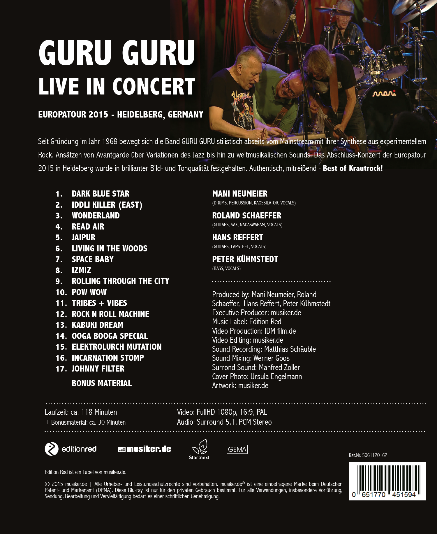 Guru Guru live in concert - bluray disc - music video